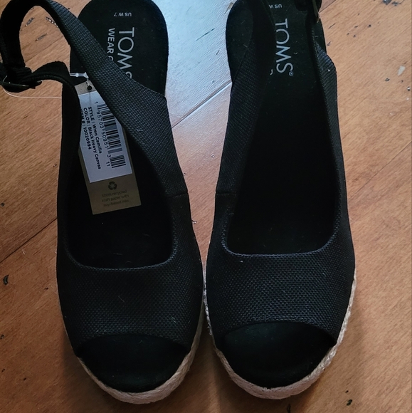 NWT Tom's Wedge Peep Toe - Picture 4 of 6